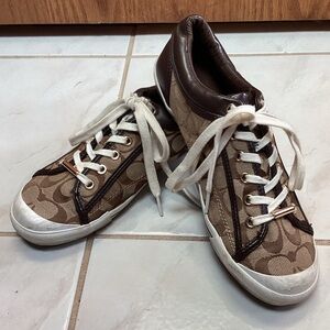 Coach Tan and Brown Monogram Sneakers shoes